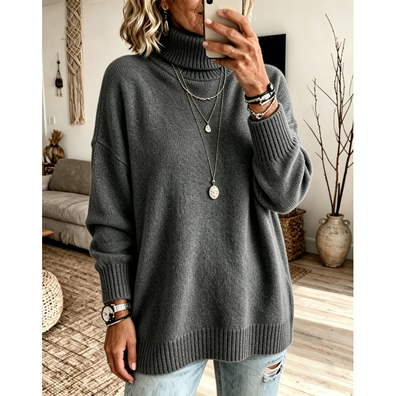Casual Soft Turtleneck Sweater Top