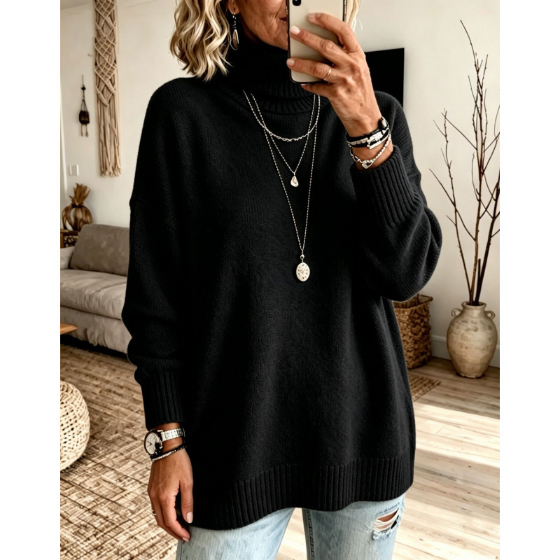 Casual Soft Turtleneck Sweater Top