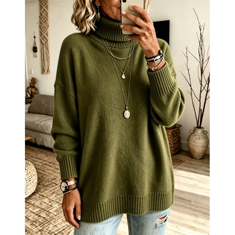 Casual Soft Turtleneck Sweater Top