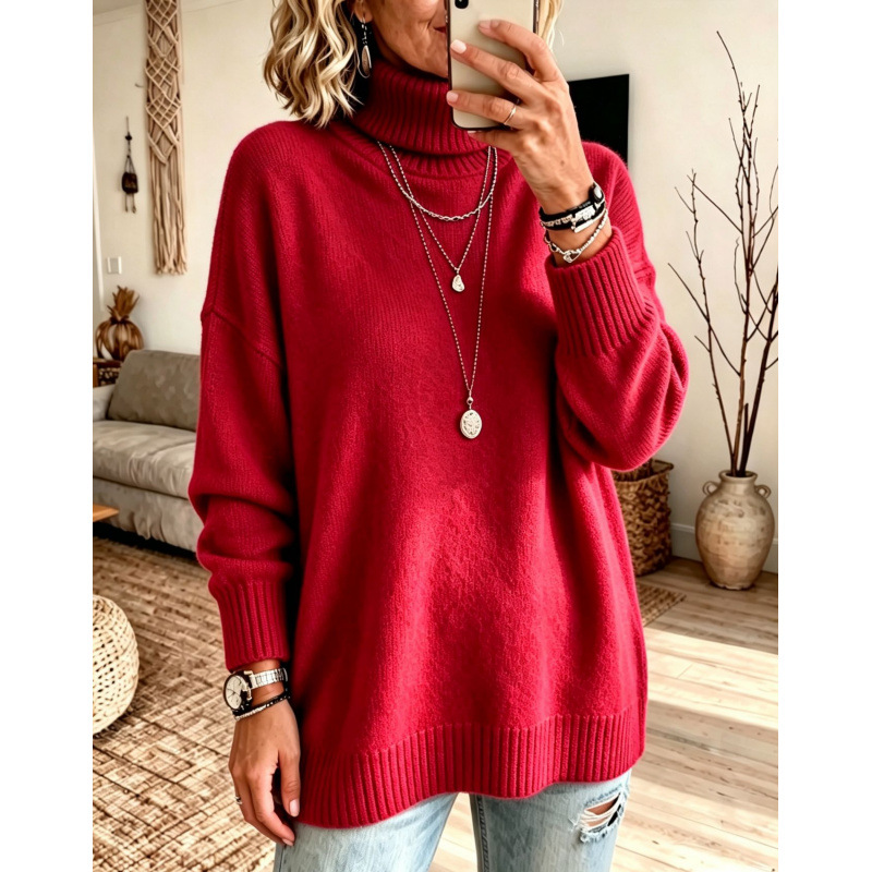 Casual Soft Turtleneck Sweater Top