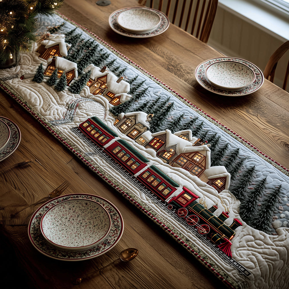 Winter Train Quilted Table Runner NCU0VT299