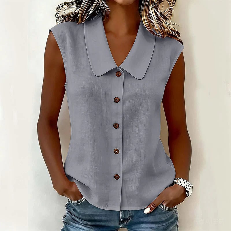 Women’s V-Neck Button-Down Top