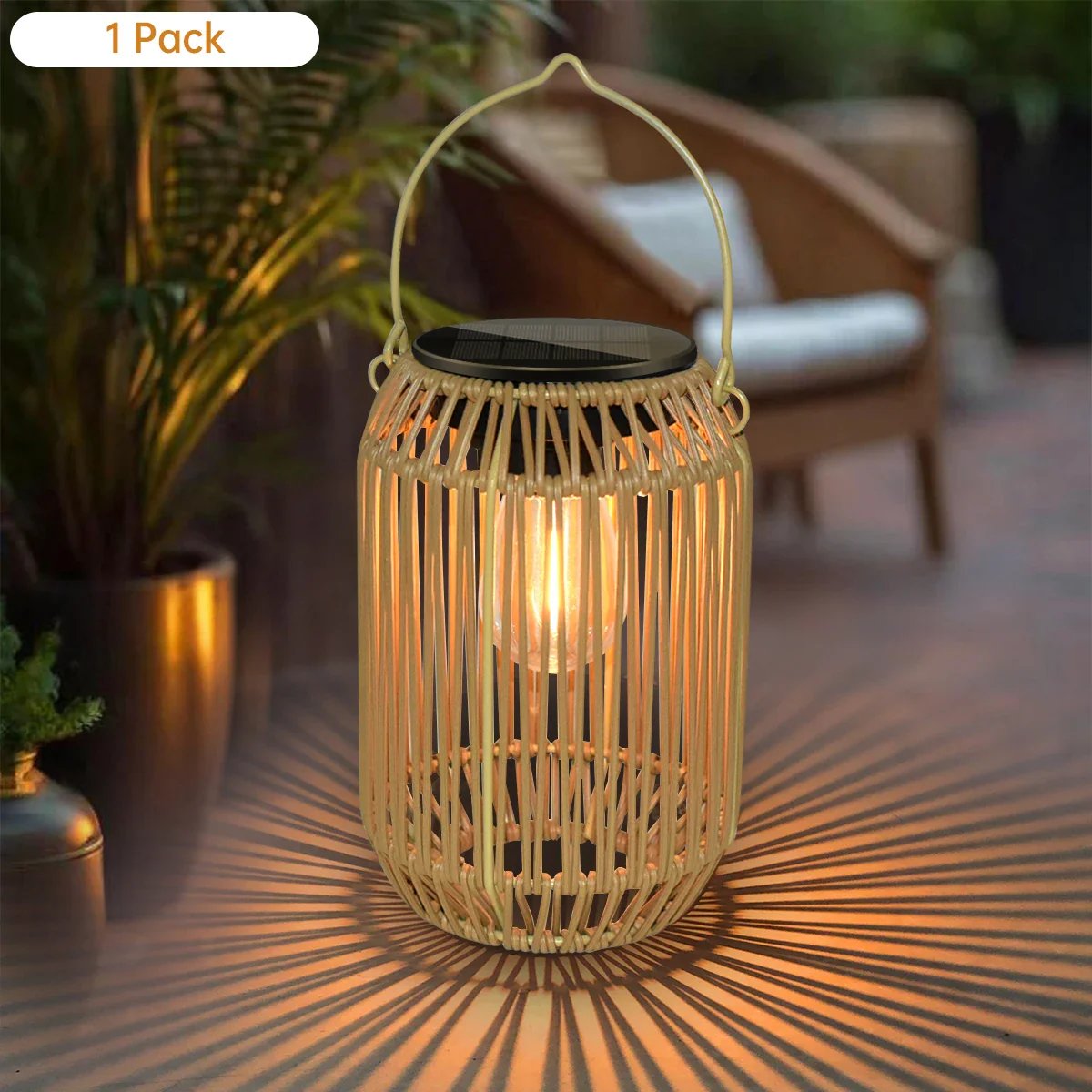 ✨ Solar Woven Boho Lanterns ✨ | Warm Natural Light, Waterproof, Auto Dusk-to-Dawn