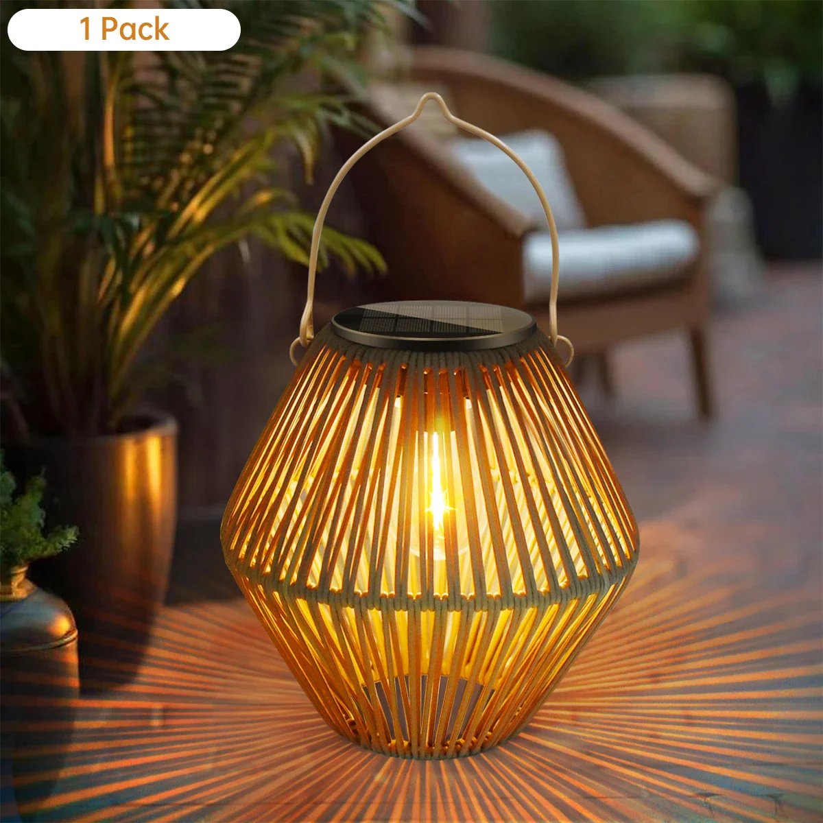 ✨ Solar Woven Boho Lanterns ✨ | Warm Natural Light, Waterproof, Auto Dusk-to-Dawn