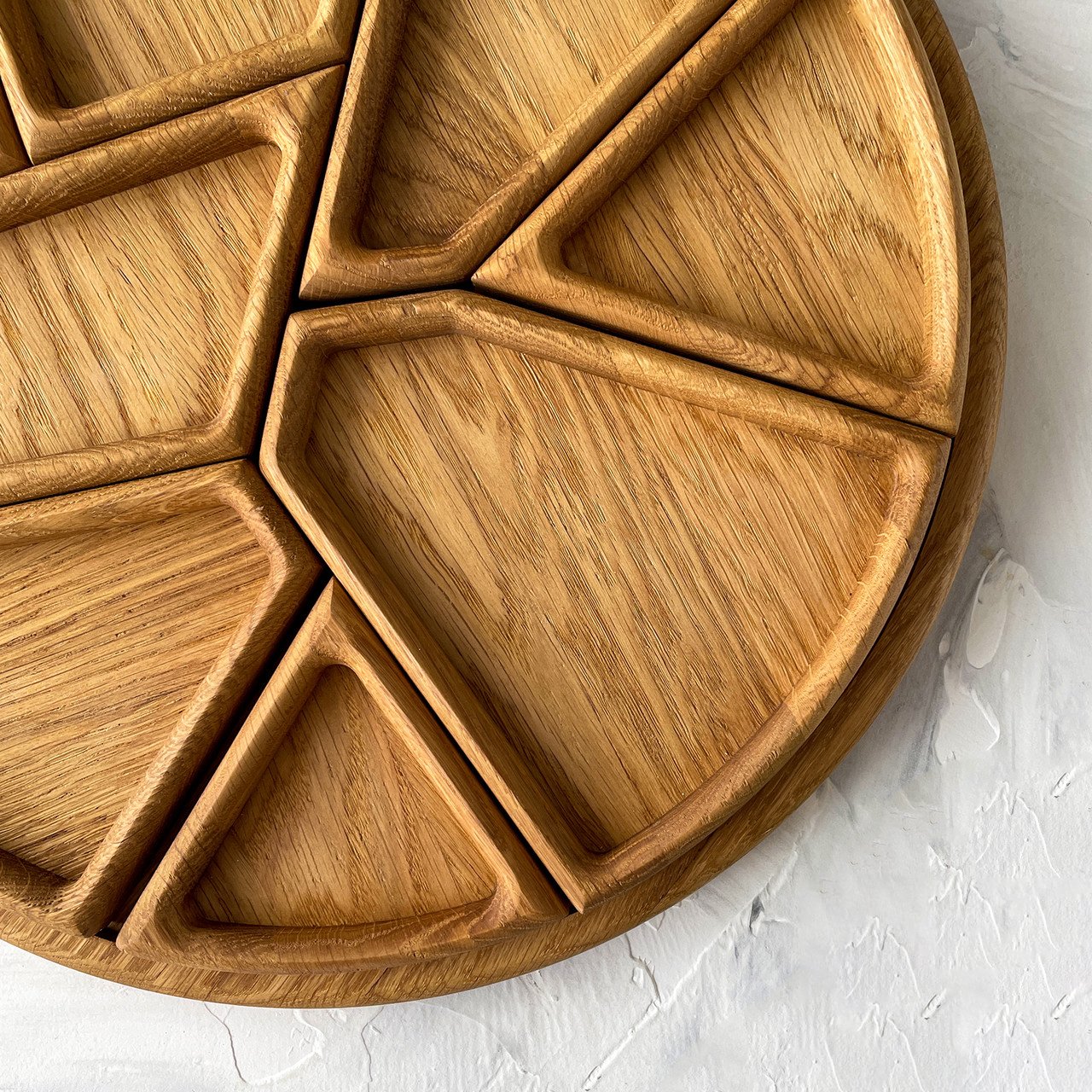 Puzzle Serving Tray - Oak Wood with Removable Compartments