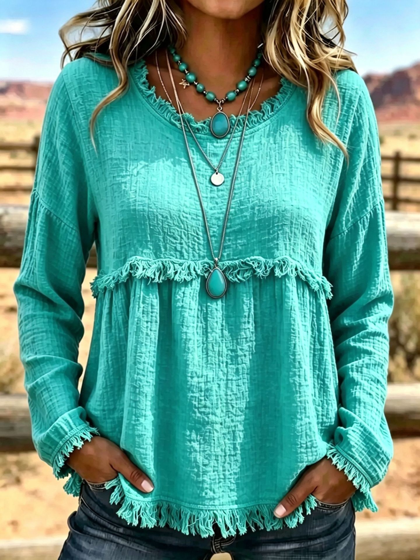 Women's Vintage Fringe Tassel Casual Top