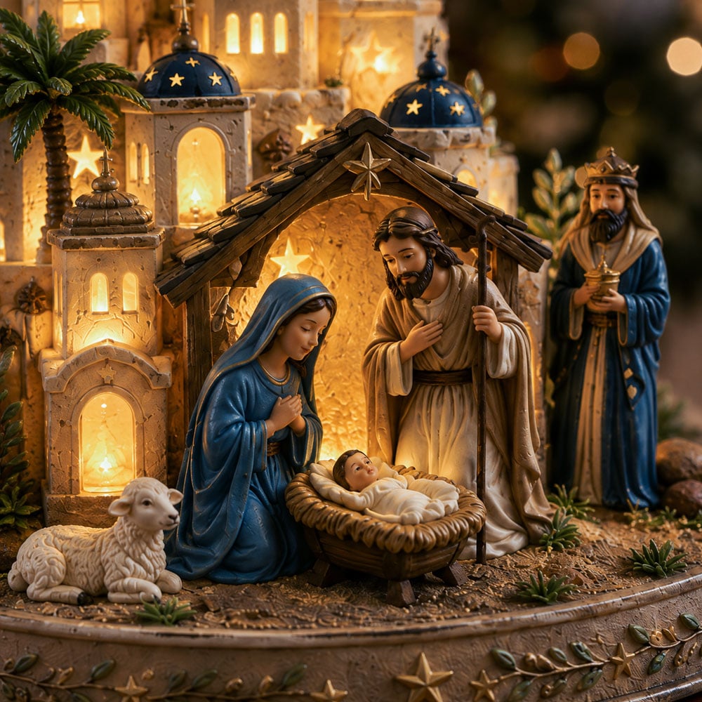 Christmas Nativity Church Light Decoration