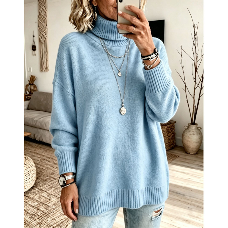Casual Soft Turtleneck Sweater Top