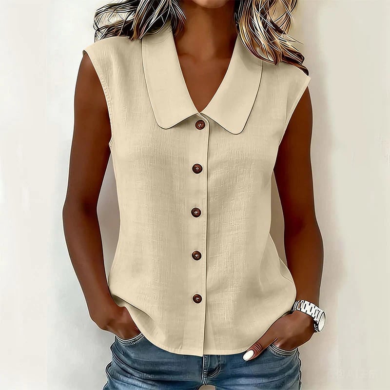 Women’s V-Neck Button-Down Top