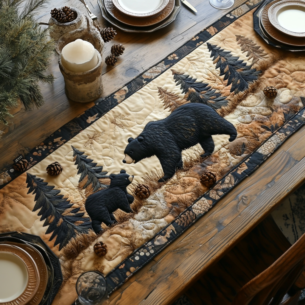 Black Bear Quilted Table Runner NCU0VT140