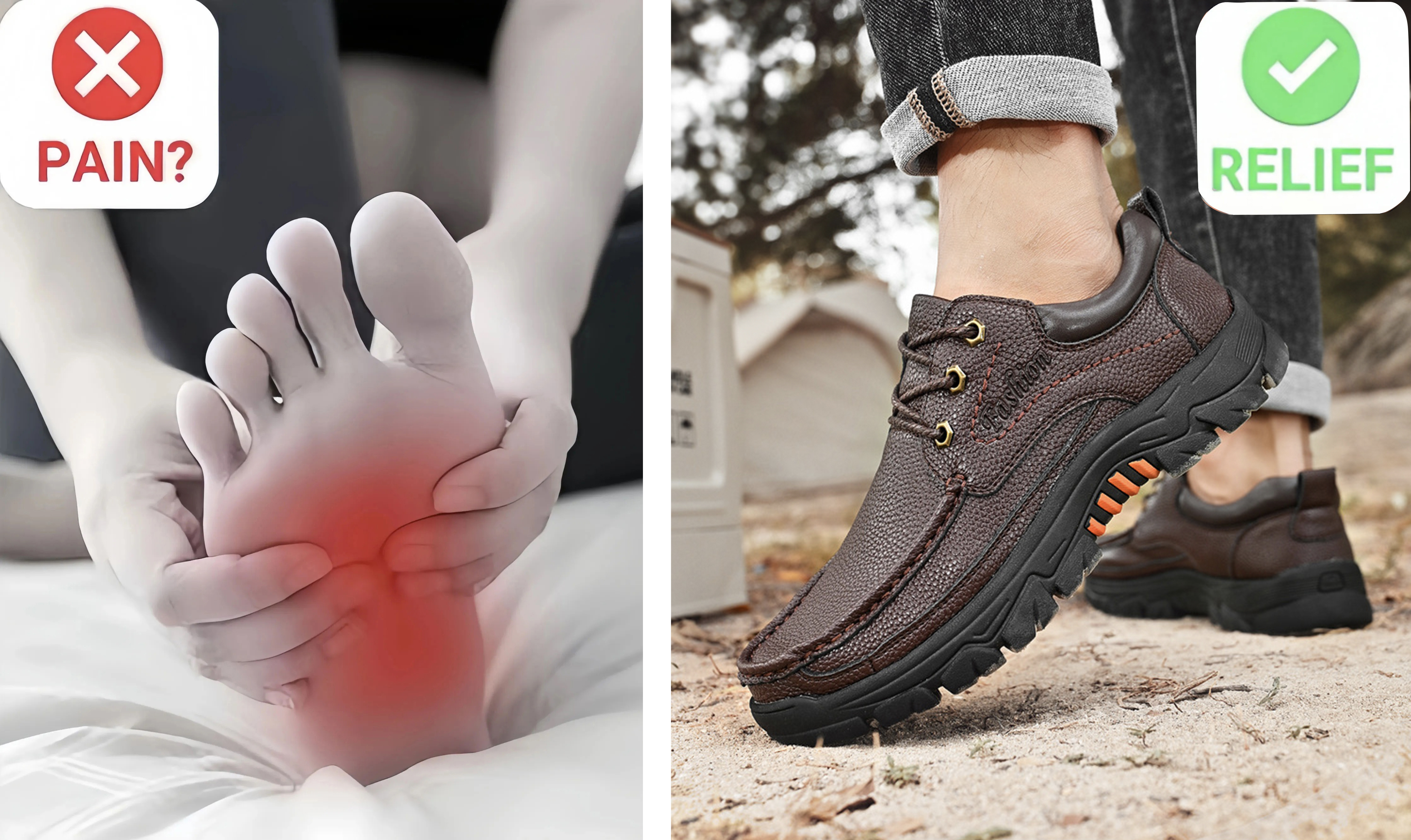 Pain vs relief foot comparison