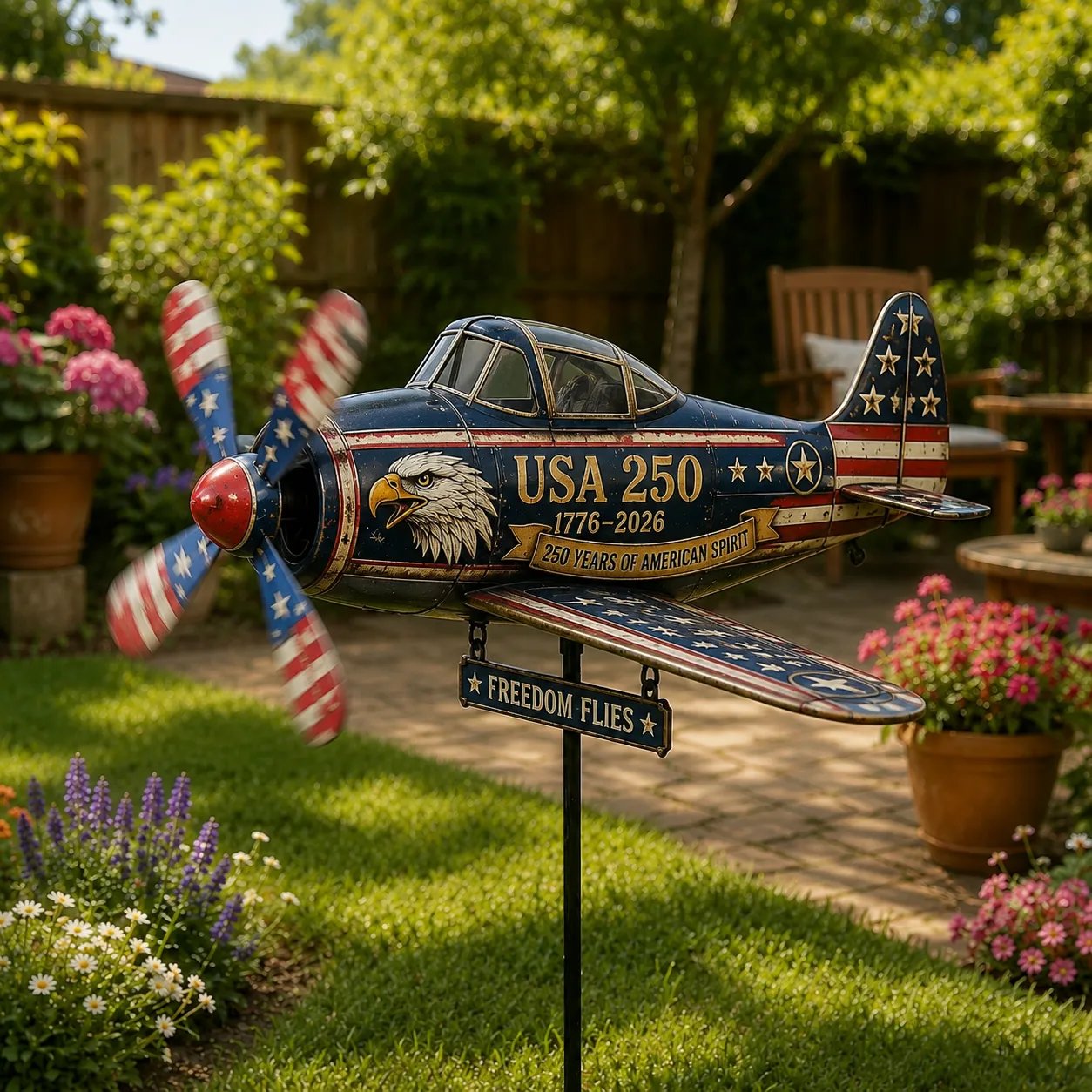 USA 250 Vintage Plane Wind Spinner