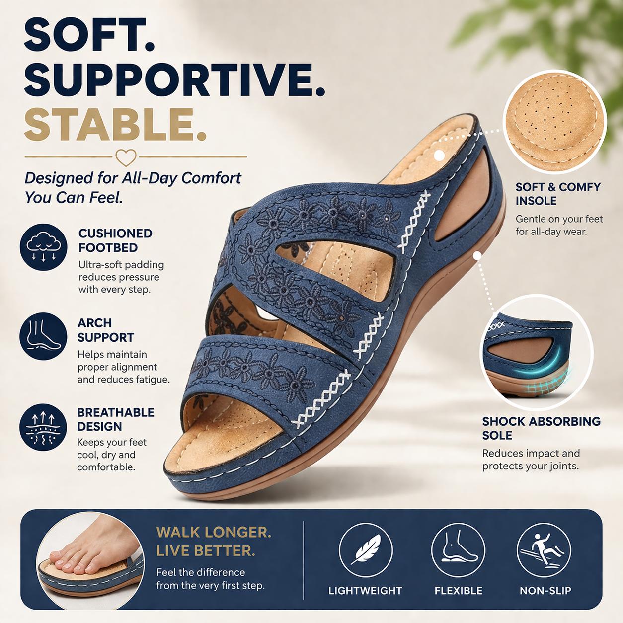 🔥 Last Day Special — Premium Orthopedic Platform Slides/Sandals