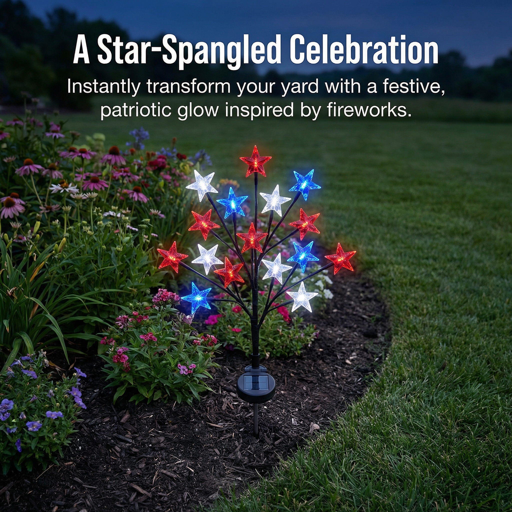Solar Patriotic Star Lights for Outdoor Decor