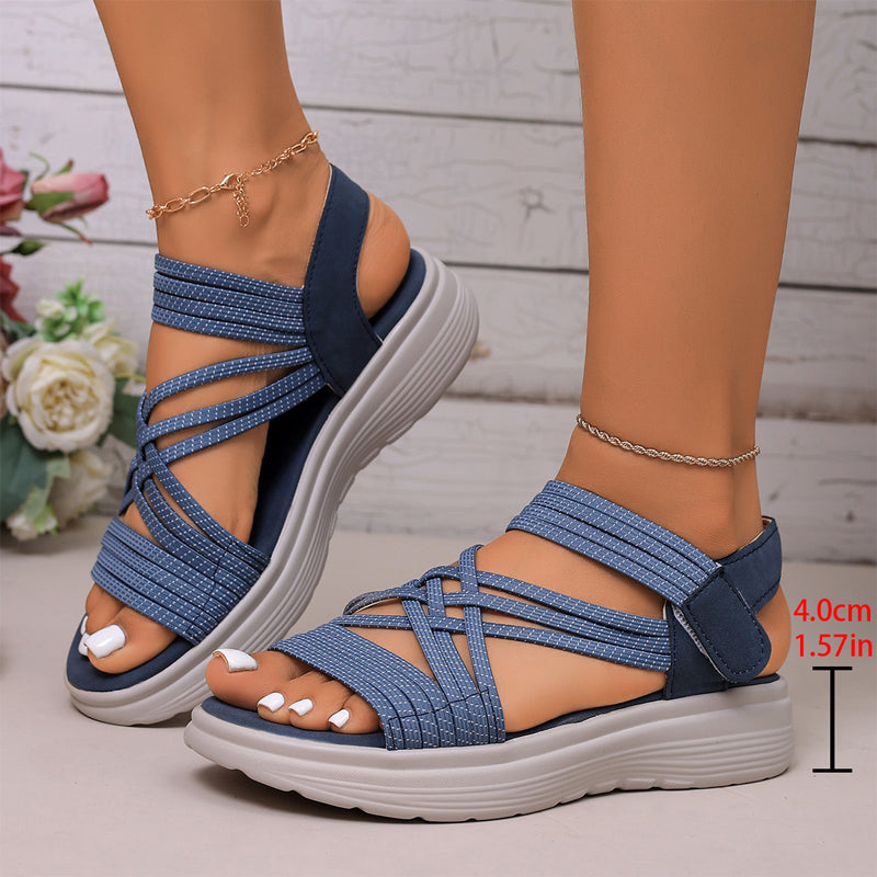 Women's Elastic Strap Platform Sport Sandals