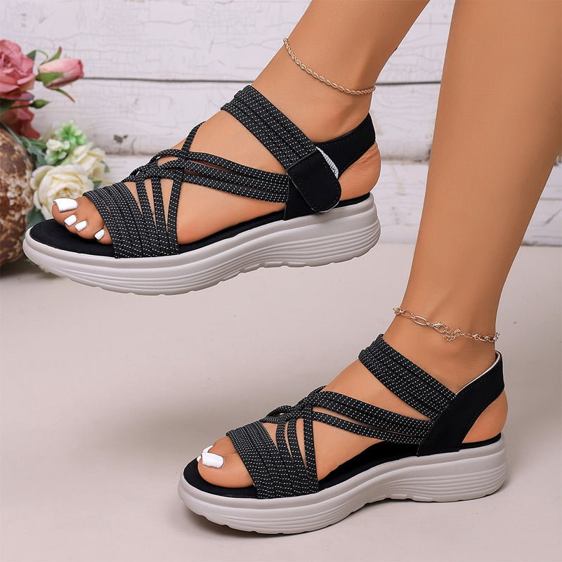 Women's Elastic Strap Platform Sport Sandals