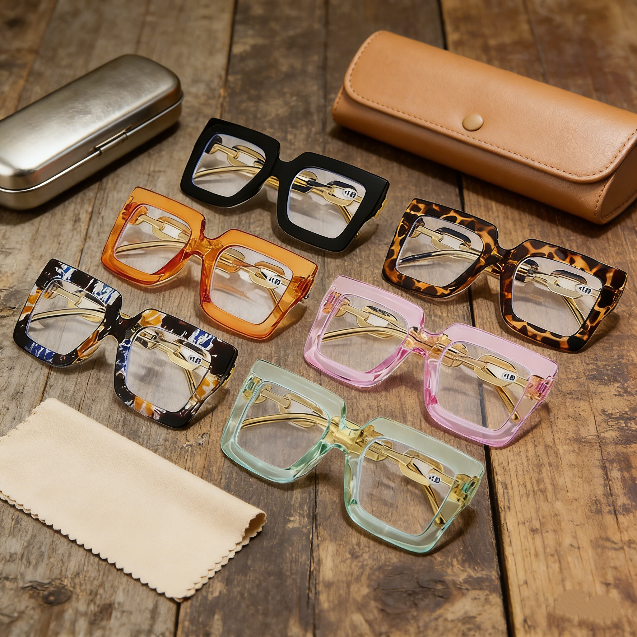 🔥Lastday 70%OFF-Women’s Oversized Square Chain Reading Glasses(1set-6pcs)