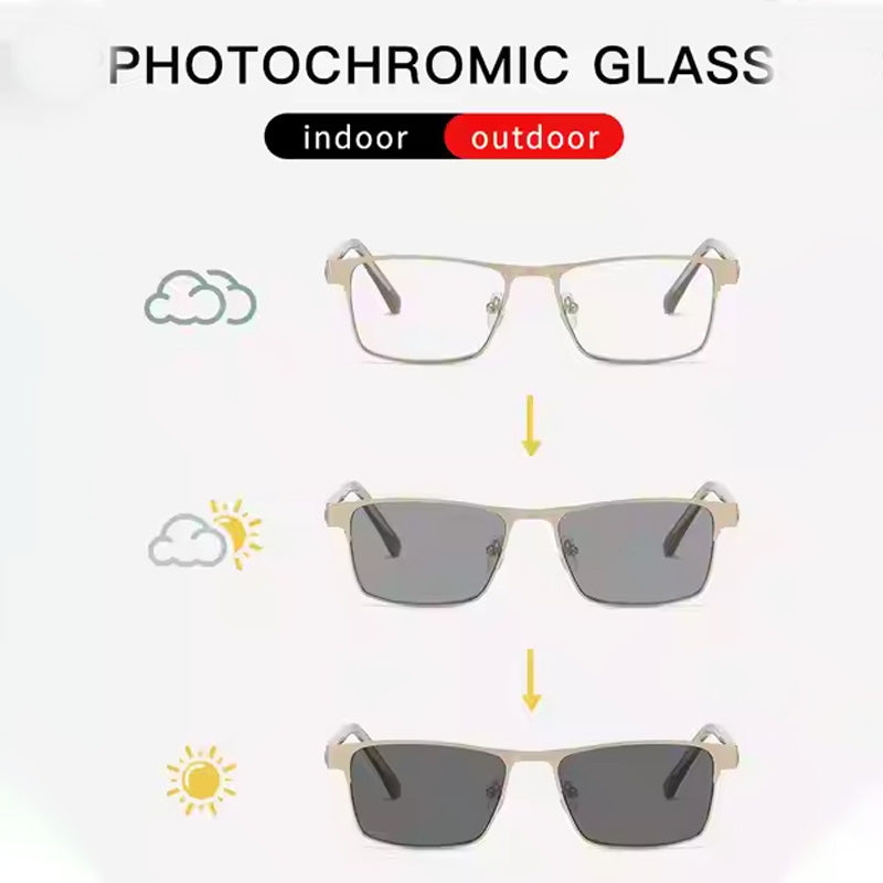 Ultralight Photochromic Progressive Blue Light Blocking Reading Glasses 