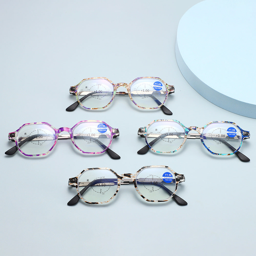 Fashion Retro Ring Focus Hd Anti-Blue Light Reading Glasses - CML2108
