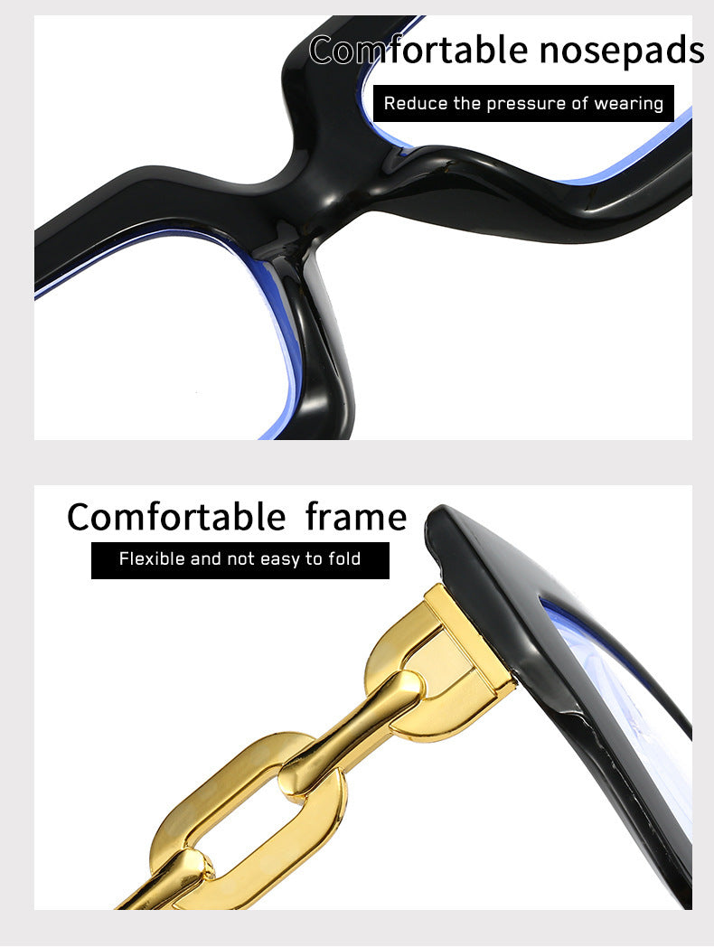 🎈Lastday 70%OFF-Women’s Oversized Square Chain Reading Glasses(1set-6pcs)