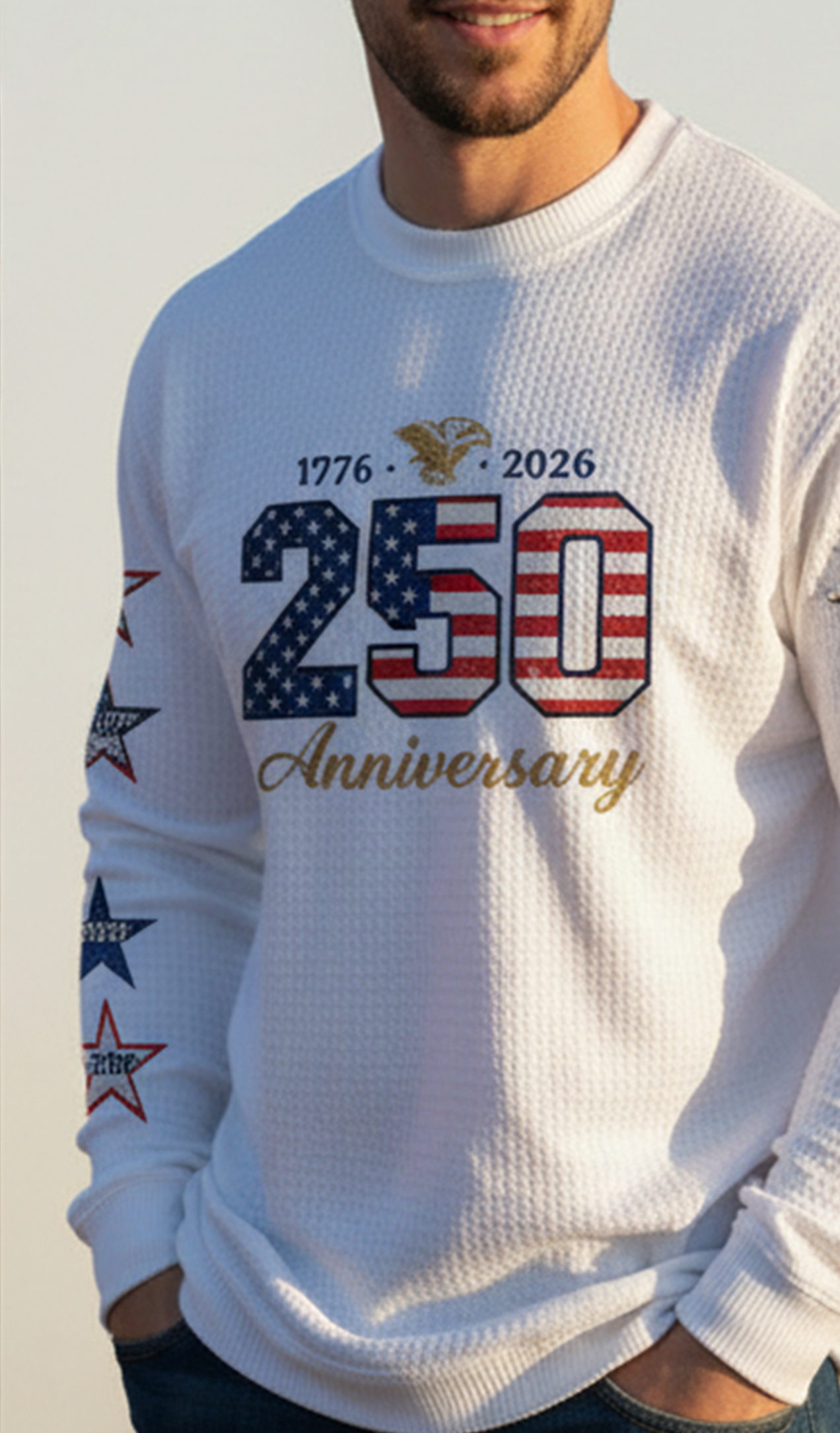 Celebrate 250 Years: USA Eagle & Flag Patriotic Pullover