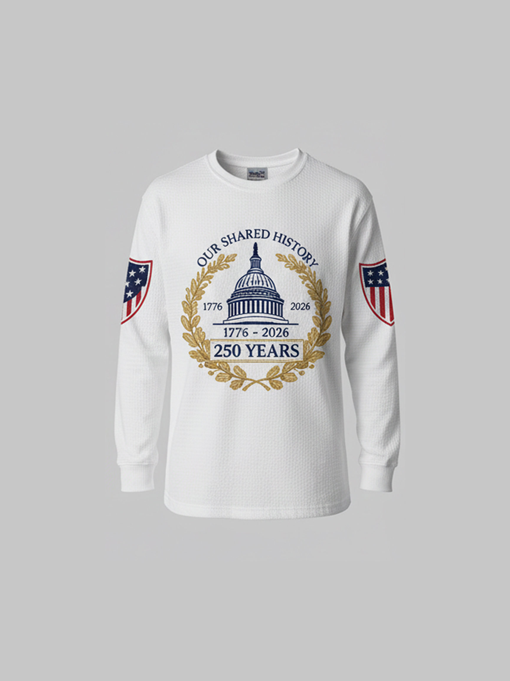 USA 250th Anniversary Capitol Building Waffle Knit Long Sleeve