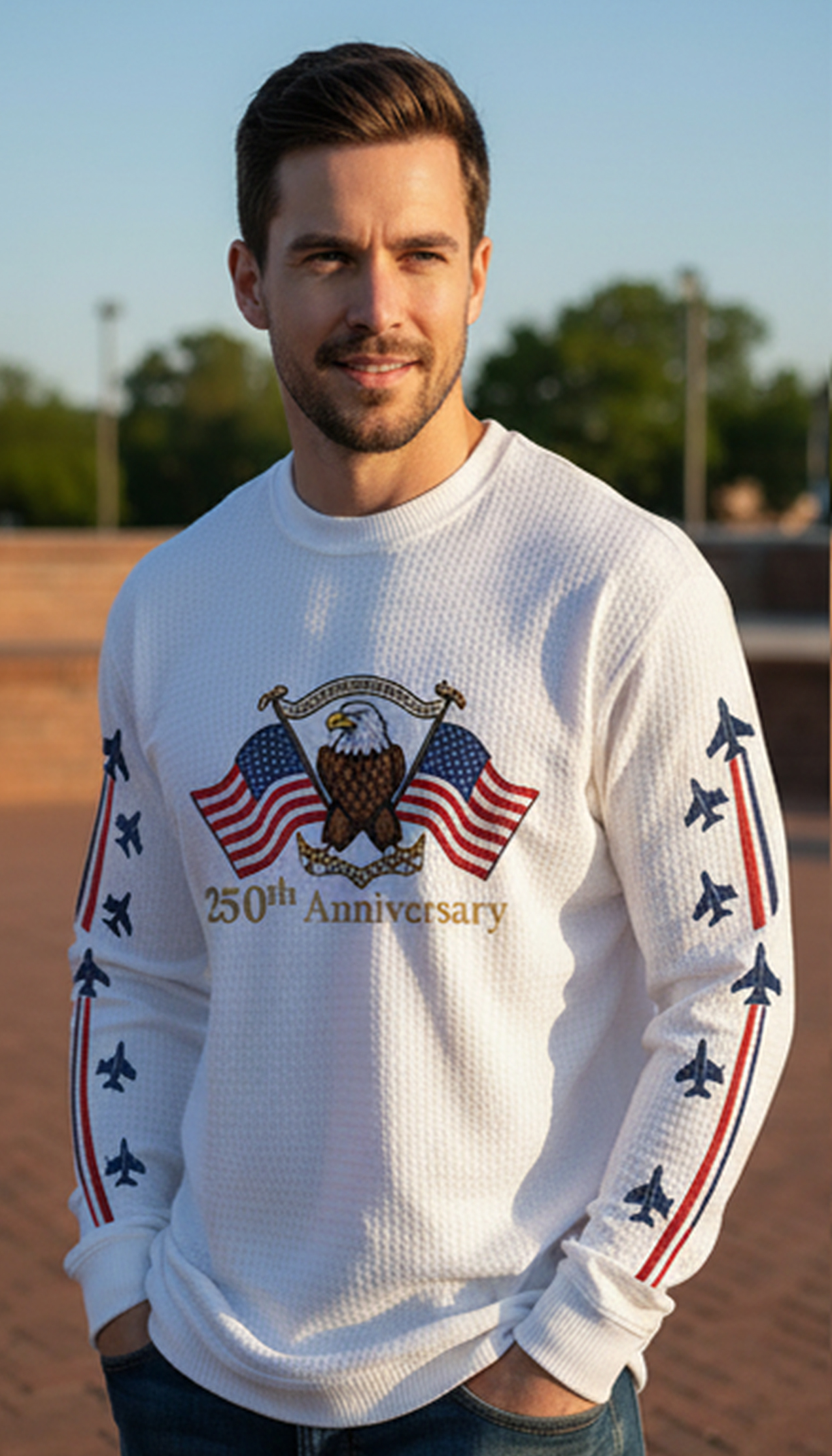 Vintage American Eagle 250th Anniversary Waffle Sweatshirt