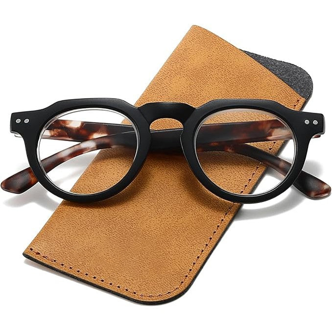 HD7 Readers Anti-Blue Light Men's Retro Round Progressive Multi-focus Reading Glasses