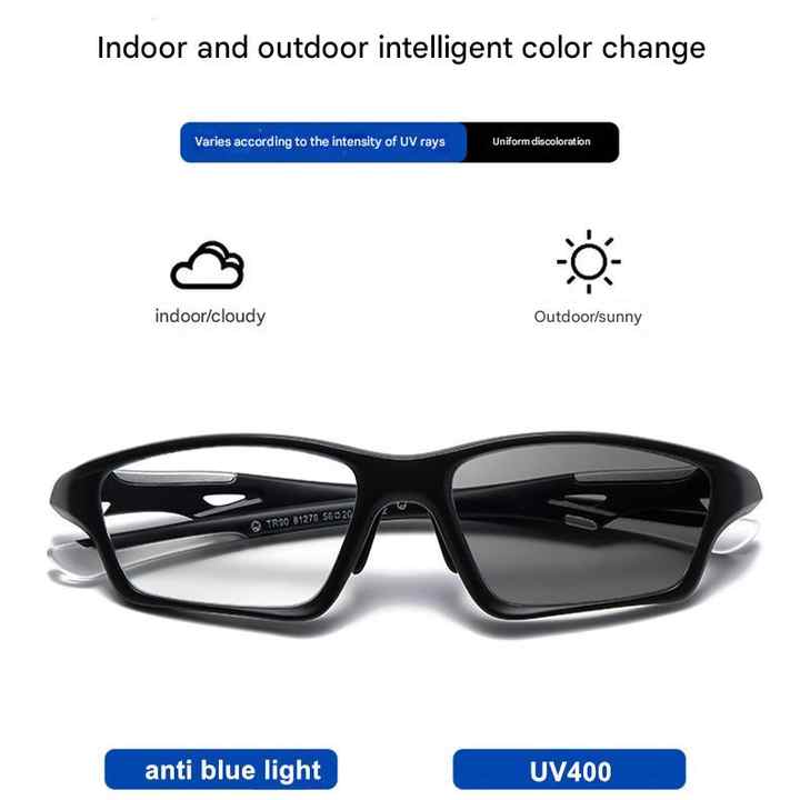 Ultra-light TR90 Multifocal Photochromic Progressive Anti-Blue Light Sport Reading Glasses