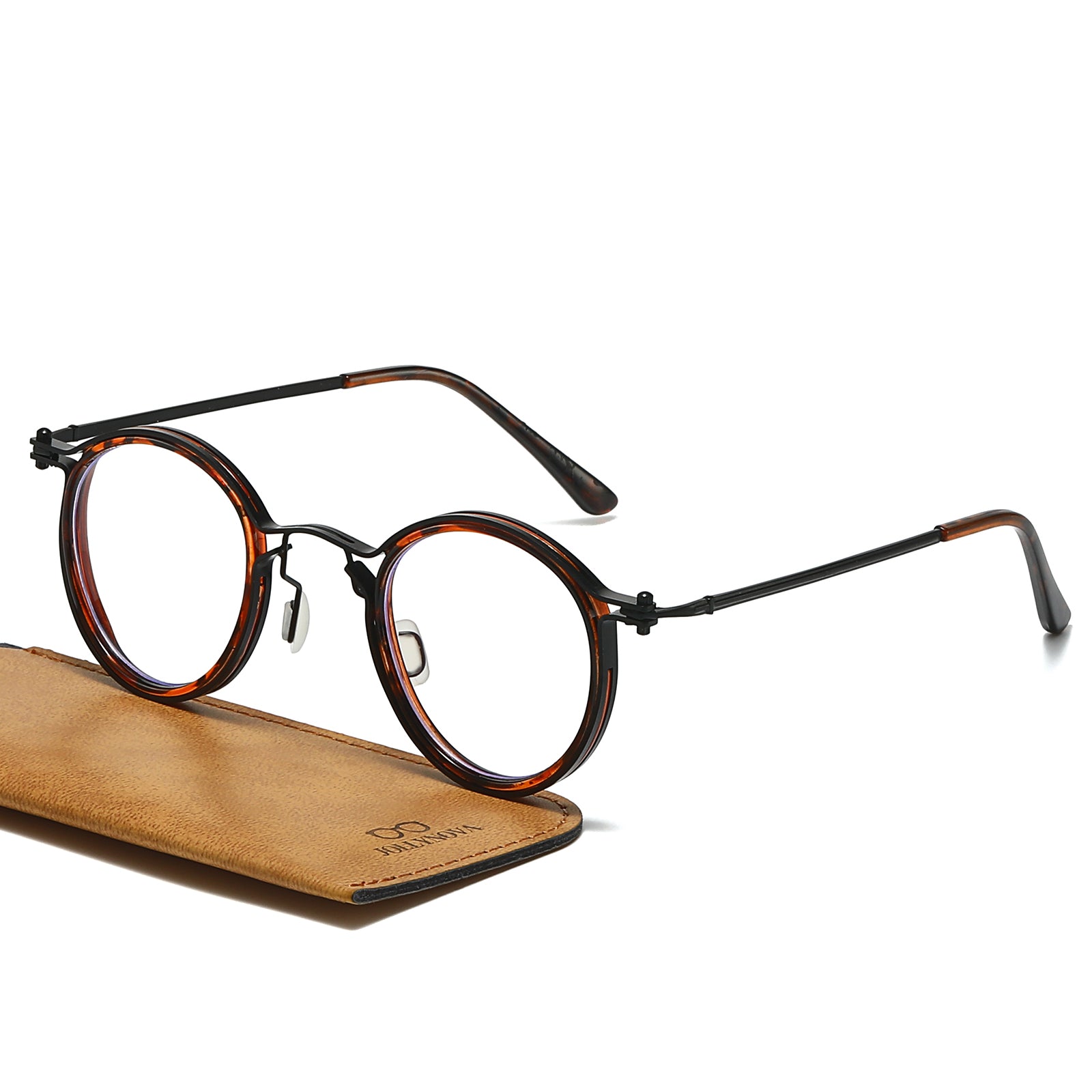 JollyNova HD7 Readers Anti-Blue Light Men's Vintage Round Progressive Multi-focus Reading Glasses