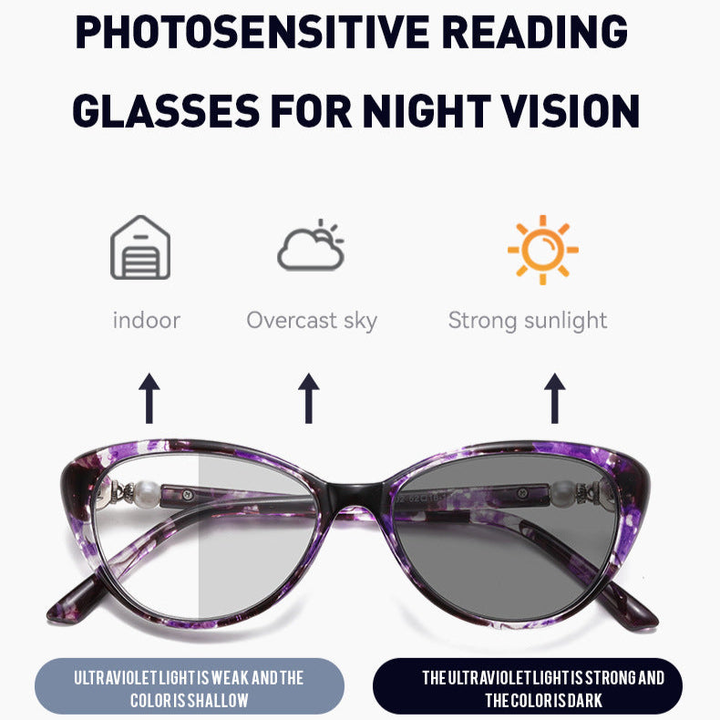 Women’s Ultralight Cat-Eye Photochromic Progressive Reading Glasses