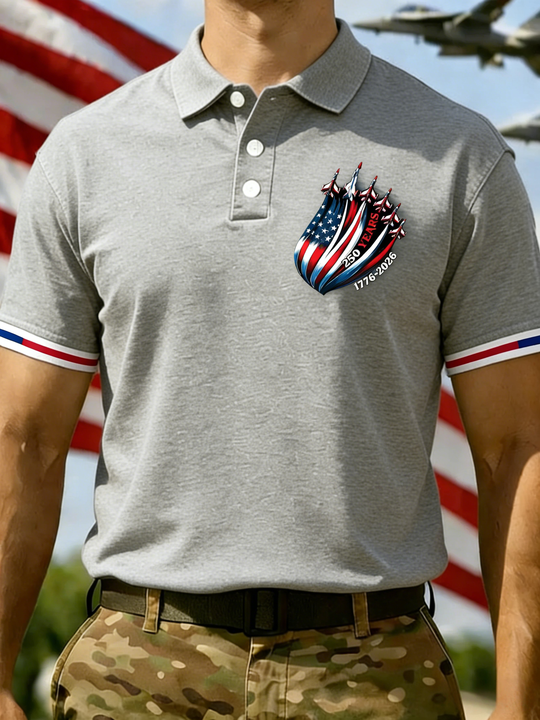 Men's 250th Anniversary Printed Casual Polo Shirt