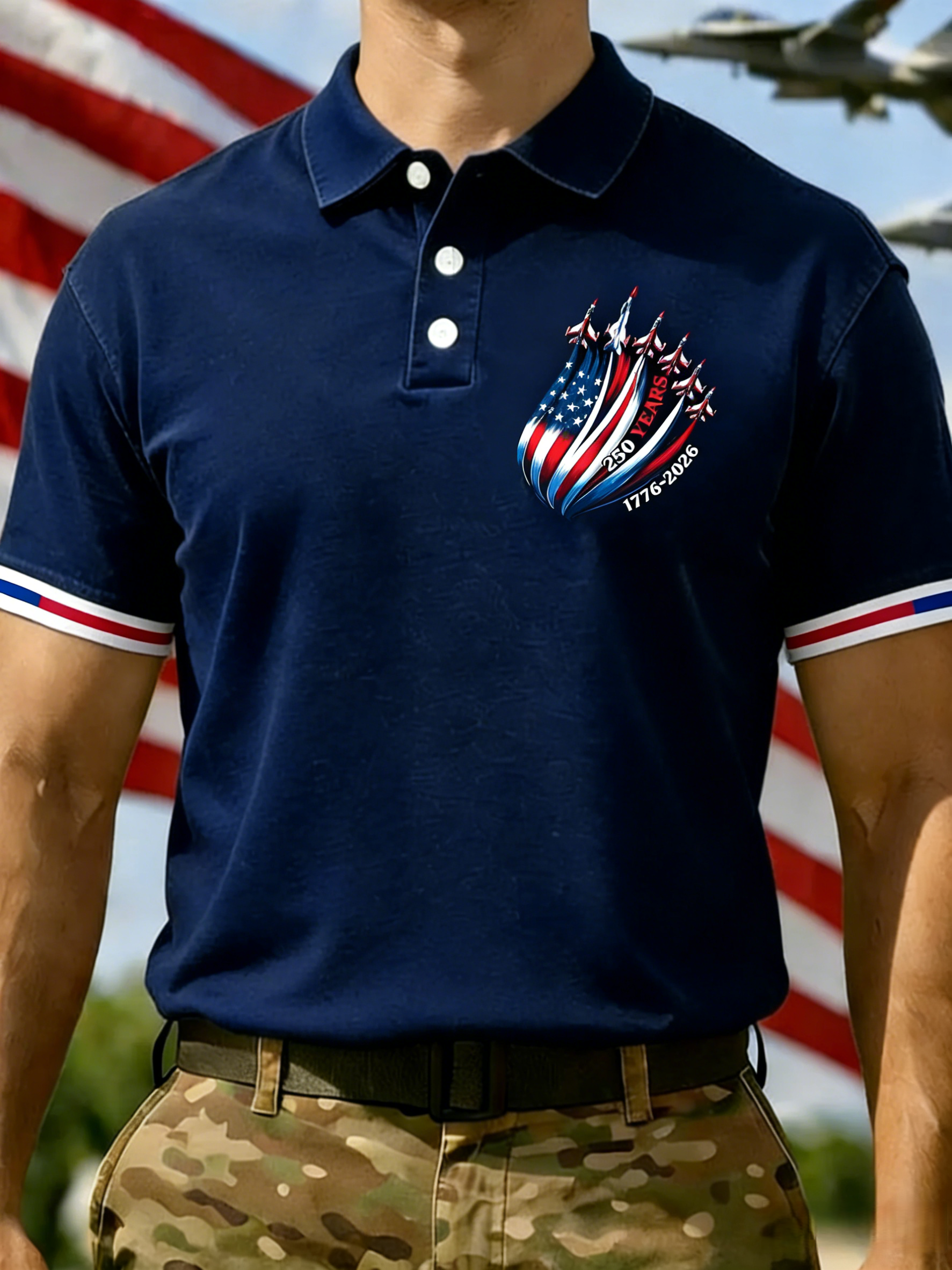 Men's 250th Anniversary Printed Casual Polo Shirt