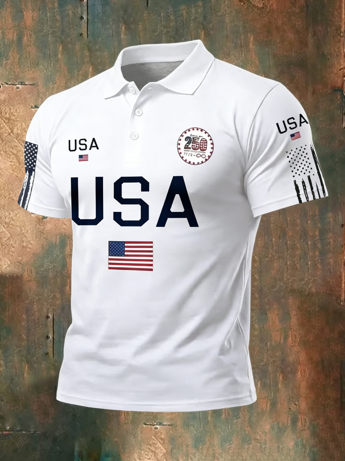 Men's 250th Anniversary National Flag Print Casual Polo Shirt