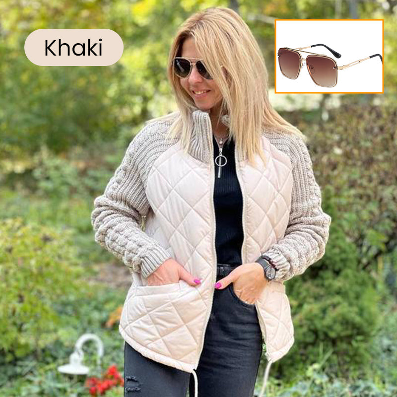 🎁Christmas sale☃️2025 New Women's Knit Patchwork Puffy Jacket