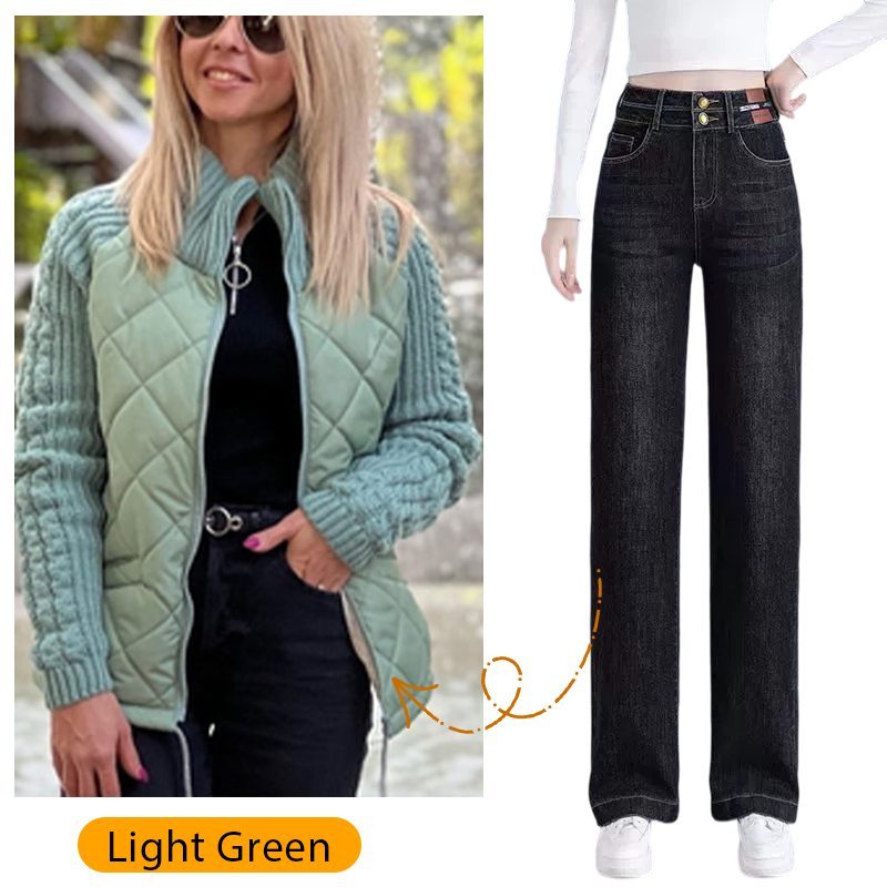 🎁Christmas sale☃️2025 New Women's Knit Patchwork Puffy Jacket