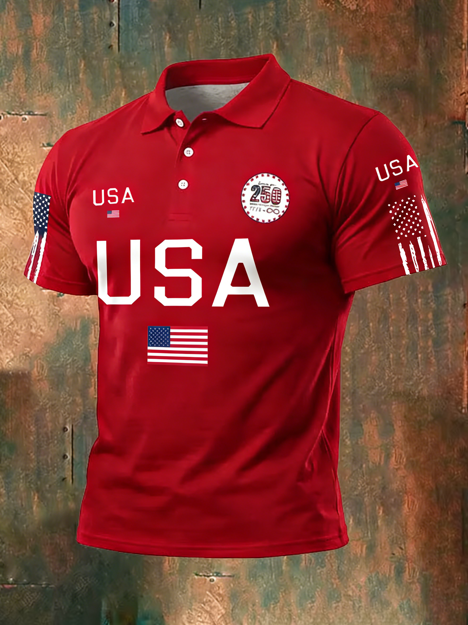 Men's 250th Anniversary National Flag Print Casual Polo Shirt