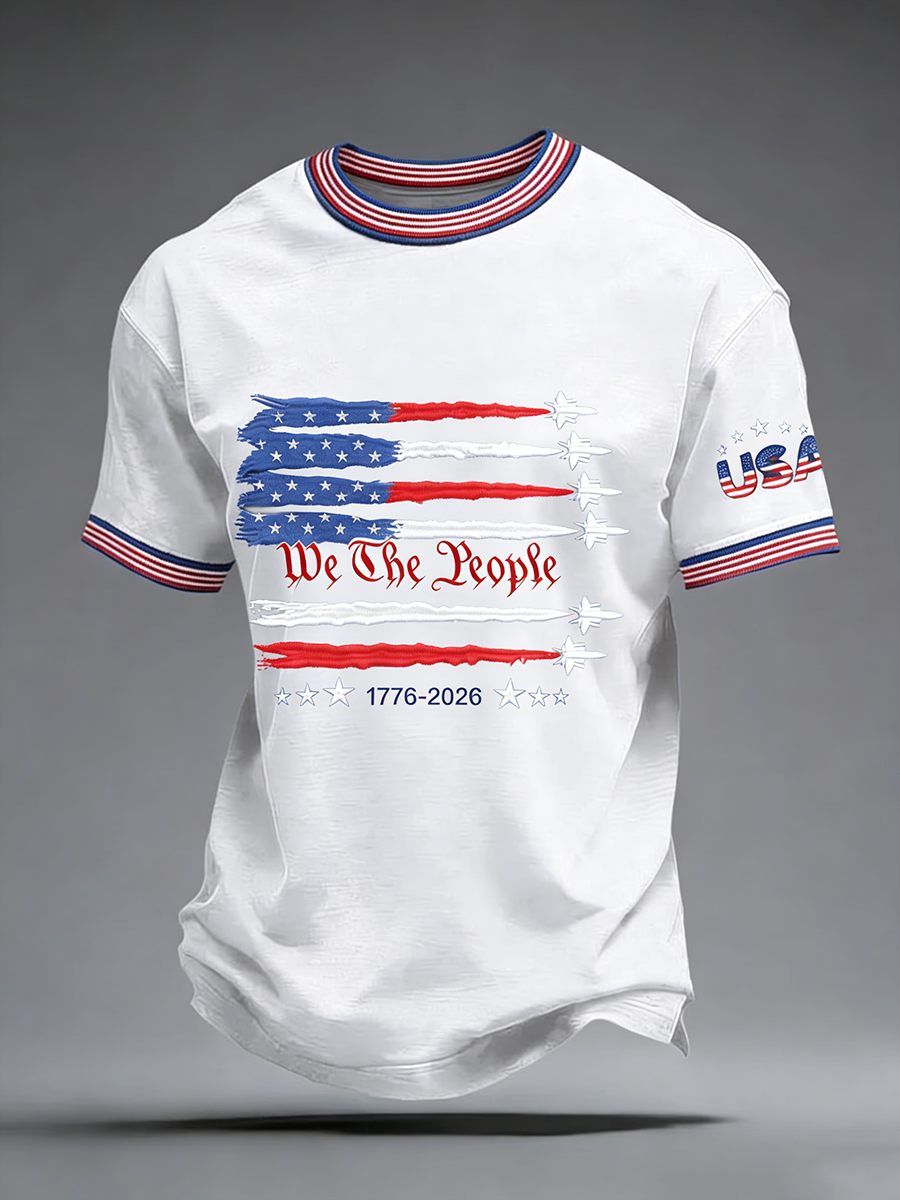 Men's USA 1776-2026 Print Casual T-Shirt
