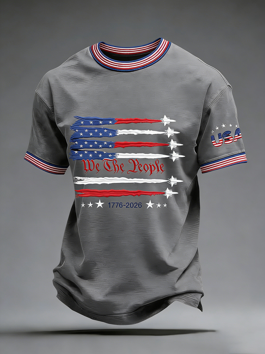 Men's USA 1776-2026 Print Casual T-Shirt