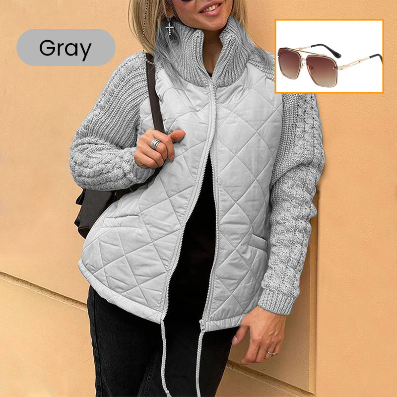 🎁Christmas sale☃️2025 New Women's Knit Patchwork Puffy Jacket