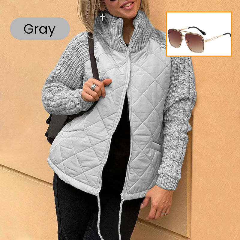 🎁Christmas sale☃️2025 New Women's Knit Patchwork Puffy Jacket