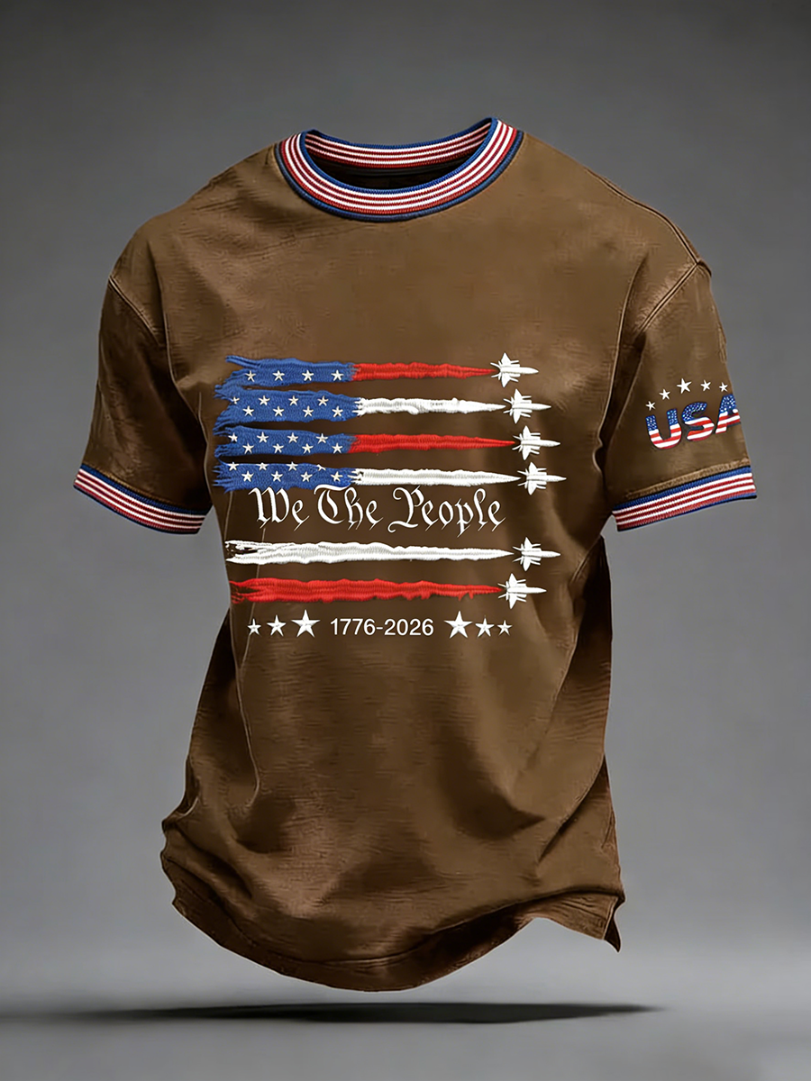 Men's USA 1776-2026 Print Casual T-Shirt