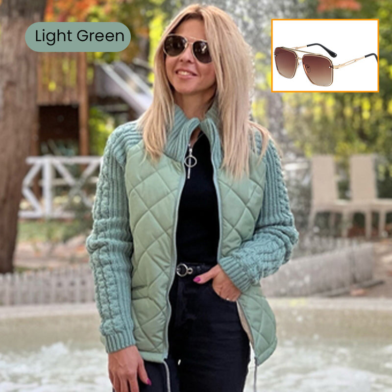 🎁Christmas sale☃️2025 New Women's Knit Patchwork Puffy Jacket