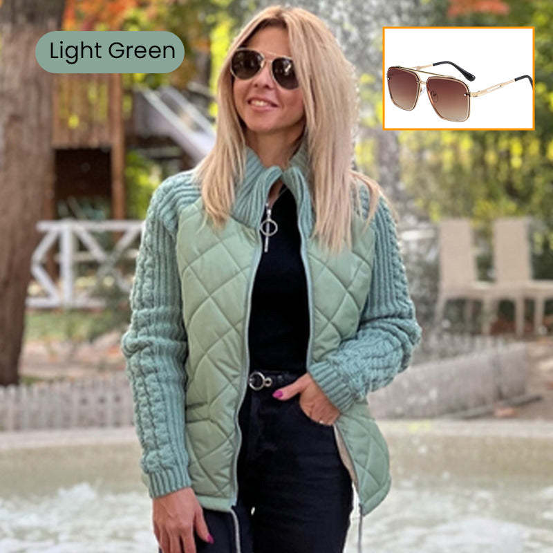 🎁Christmas sale☃️2025 New Women's Knit Patchwork Puffy Jacket