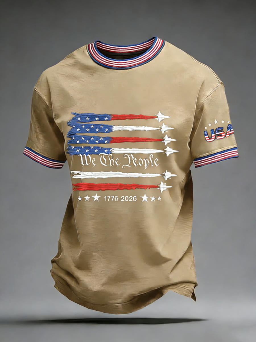 Men's USA 1776-2026 Print Casual T-Shirt