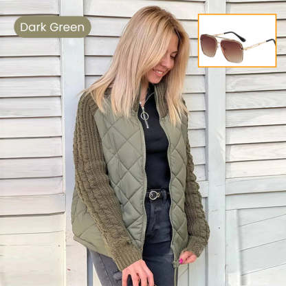 🎁Christmas sale☃️2025 New Women's Knit Patchwork Puffy Jacket