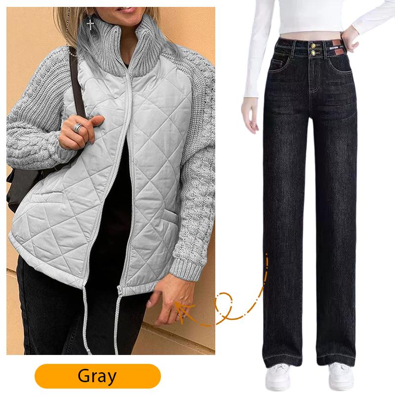 🎁Christmas sale☃️2025 New Women's Knit Patchwork Puffy Jacket