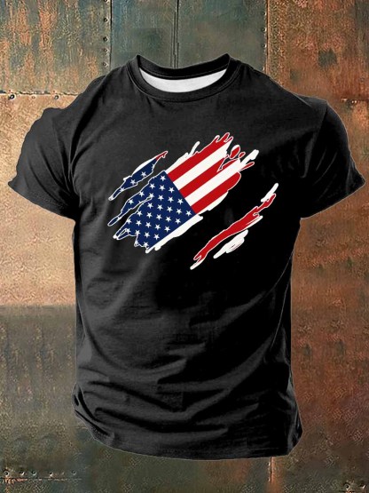 US Flag Printed Cotton T-Shirt
