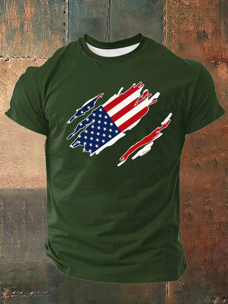 US Flag Printed Cotton T-Shirt