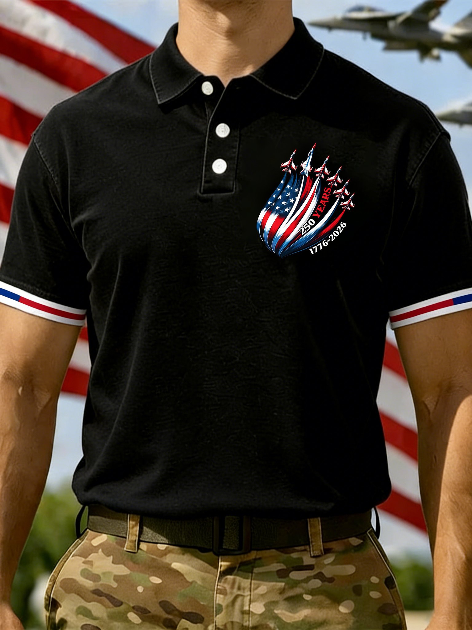 Men's 250th Anniversary Printed Casual Polo Shirt